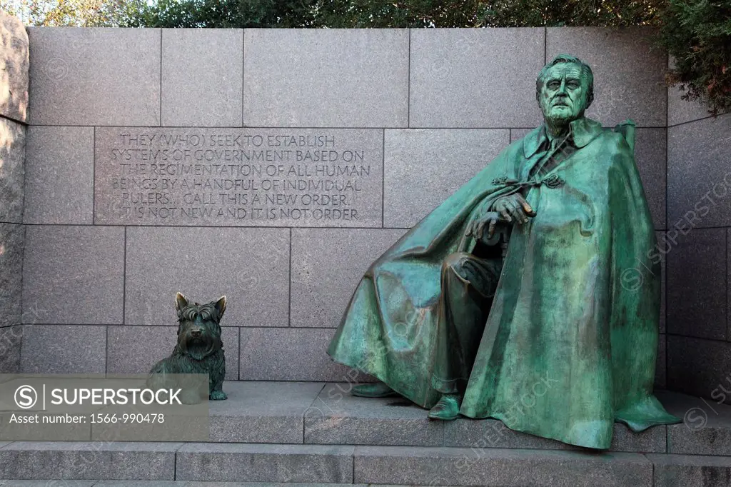 Franklin D Roosevelt Memorial U.S. president from 1933 - 1945 Washington DC, USA