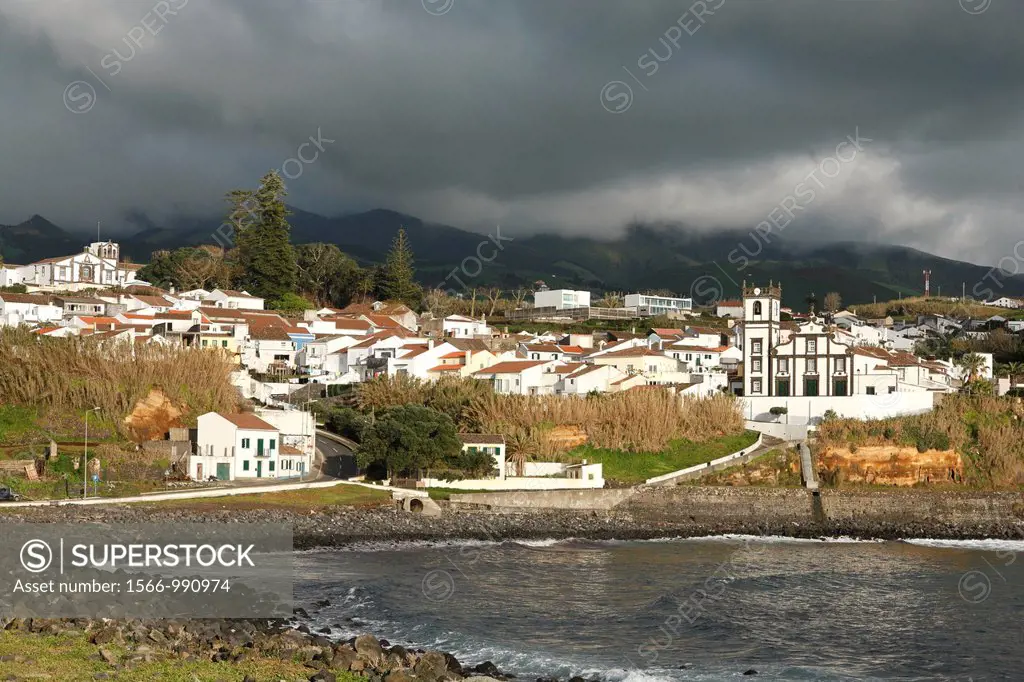 Dark clouds over the parish of Santa Cruz, in the city of Lagoa  Sao Miguel island, Azores, Portugal
