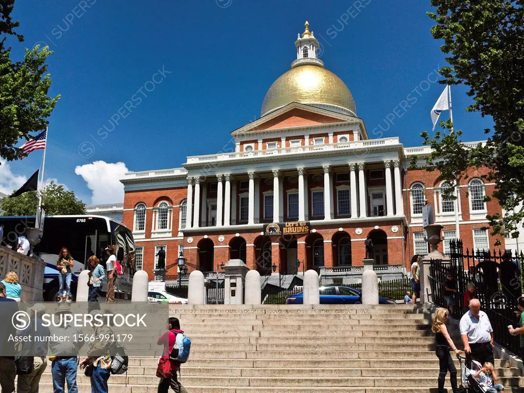 The Massachusetts State House is at the top of Beacon Hill in Boston, Massachusetts and is on the Freedom Trail  The Freedom Trail is a 2 5 mile walki...