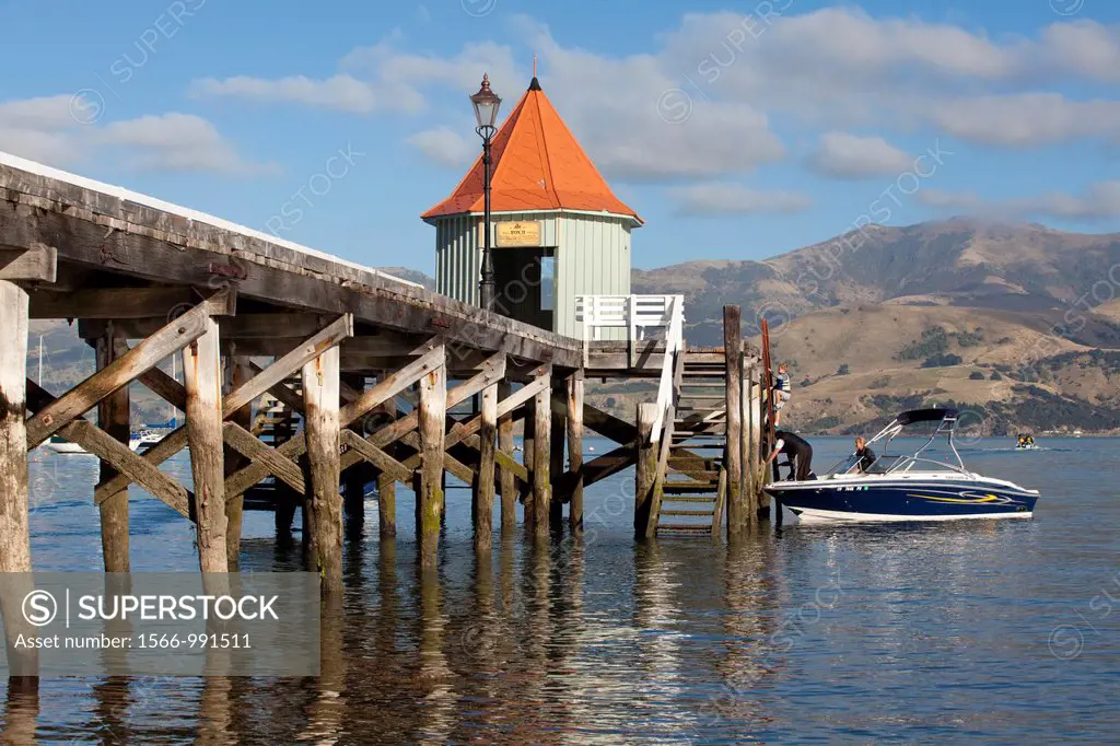 Akaroa village in Banks Peninsula, South Island, New Zealand