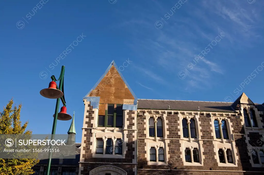 Damage in buildings after the earthquake in Christchurch, South Island, New Zealand