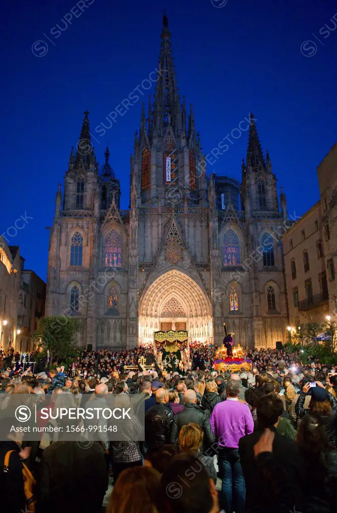 Processions,Good Friday, Easter week,Avinguda de la catedral,Barcelona, Catalonia, Spain