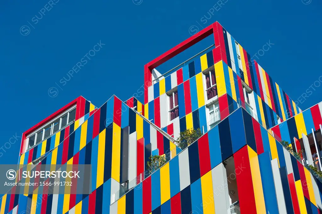 Edificio de Colores  Color Pret a Porter  at Real street, designed by MGM Arquitectos  Ceuta  Spain