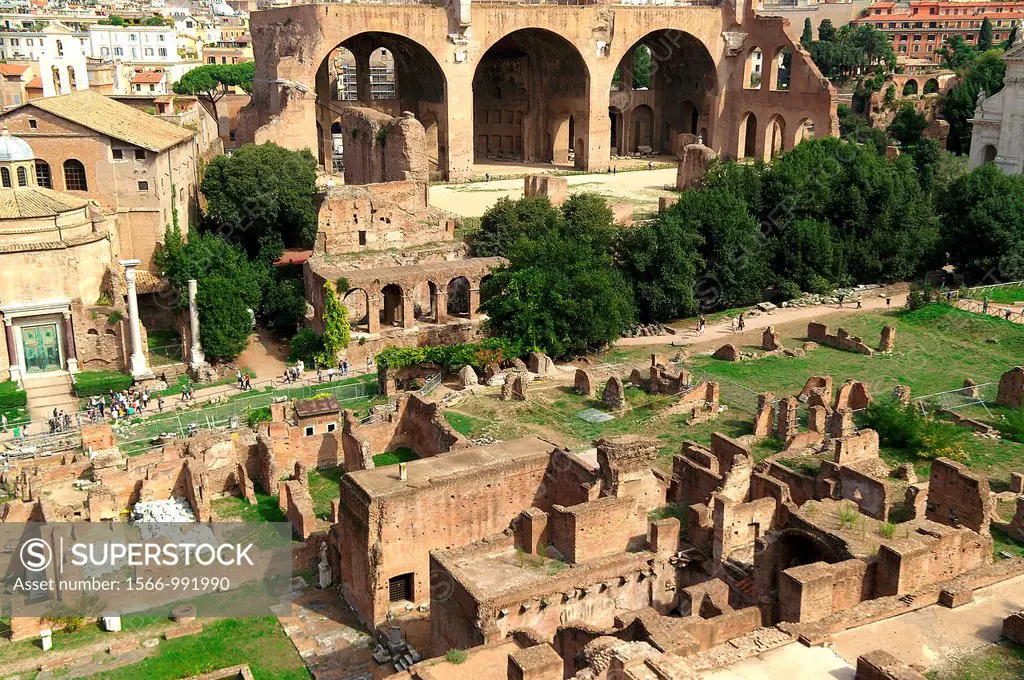 Rome Italy  Panoramic view of Roman Forum in the historical center of Rome