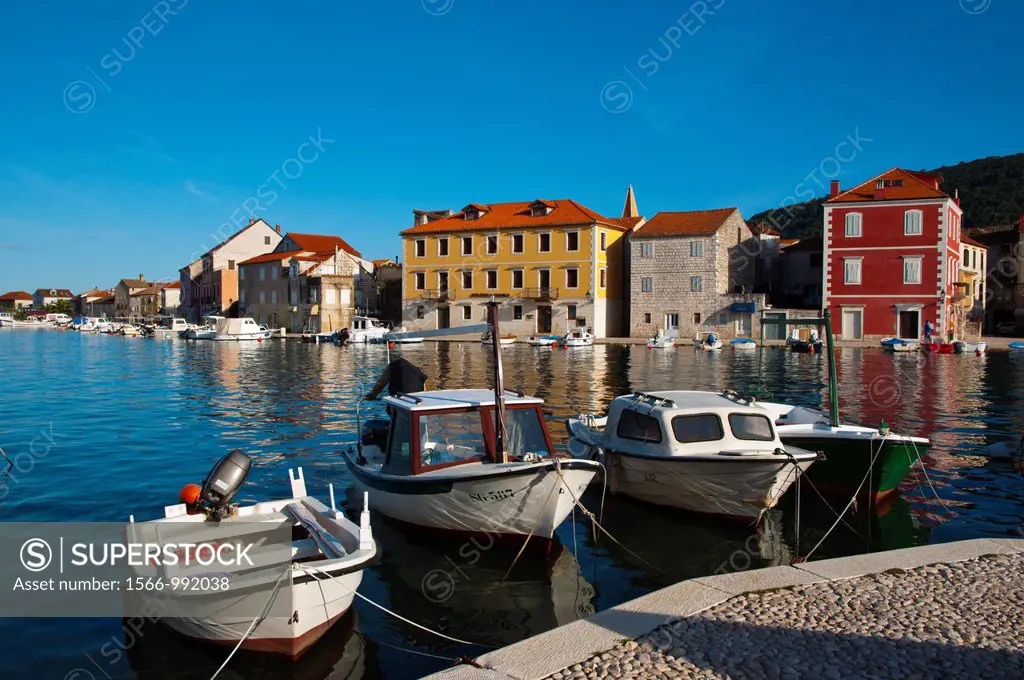Boats in the old town harbour Stari Grad in Hvar island Croatia Europe