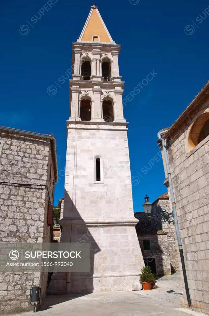 St Stephens church belltower old town Stari Grad town Dalmatia Croatia Europe