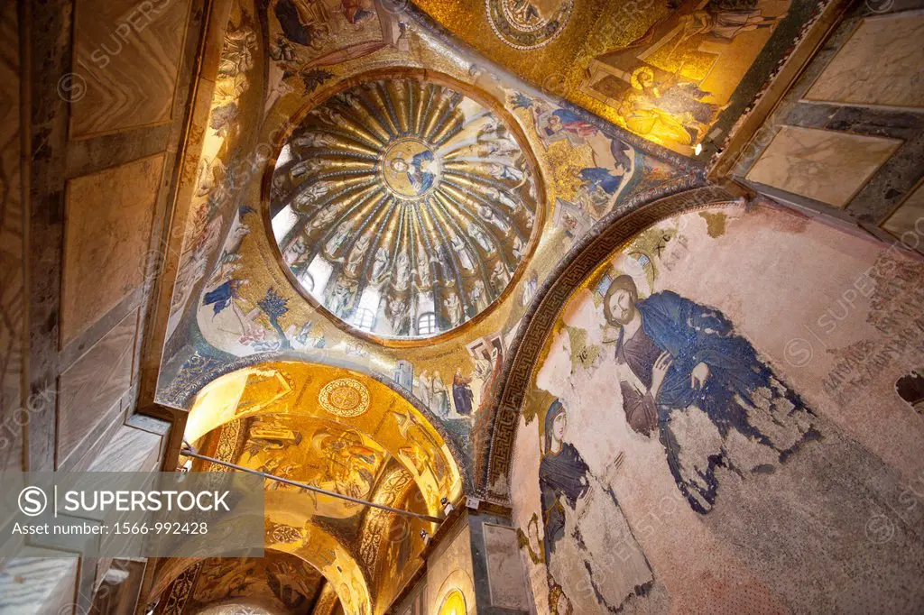 mosaic, Deesis, inner Narthex Monastery of St. Saviour in Chora, XI century, Asia Istanbul Turkey