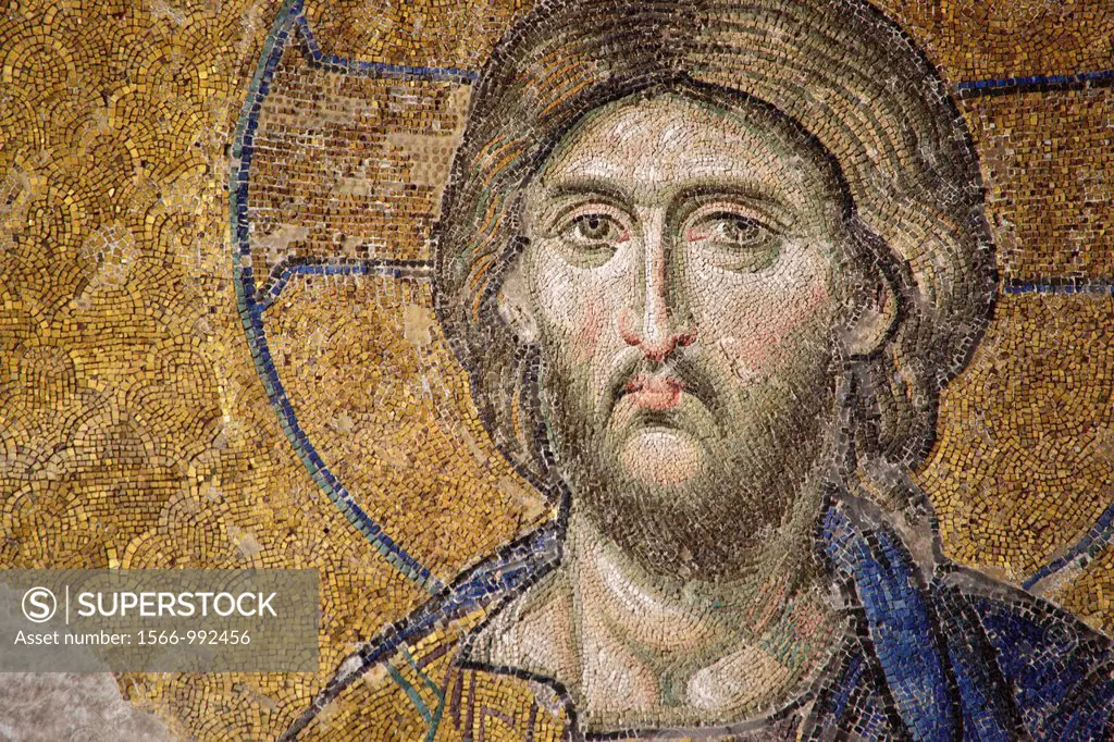 Mosaic of Jesus Christ, South Gallery, Santa Sofia, Church of Holy Wisdom, VI century, Sultanahmet, Istanbul, Turkey Asia
