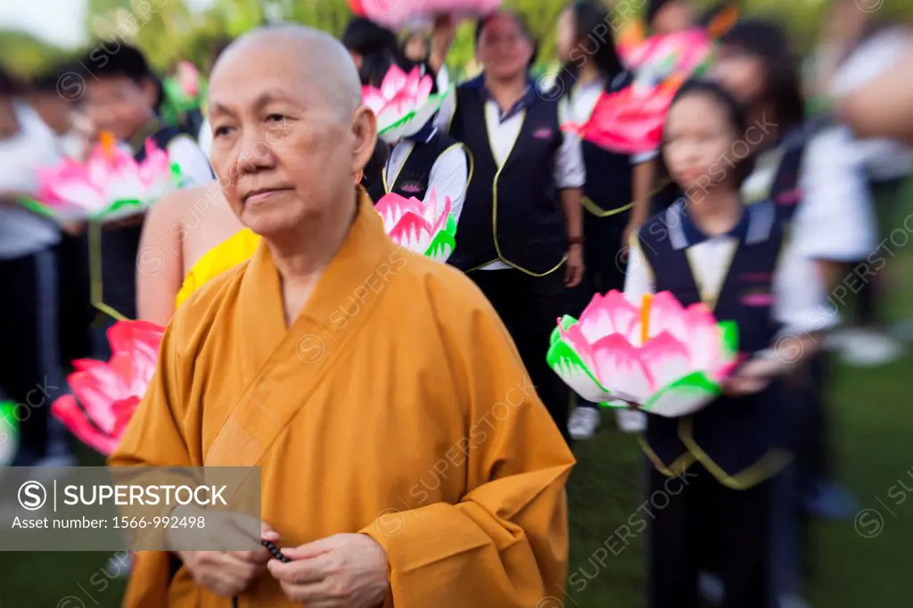 Monk attending Wesak Day year 2012 in Kuching, Sarawak, Malaysia.
