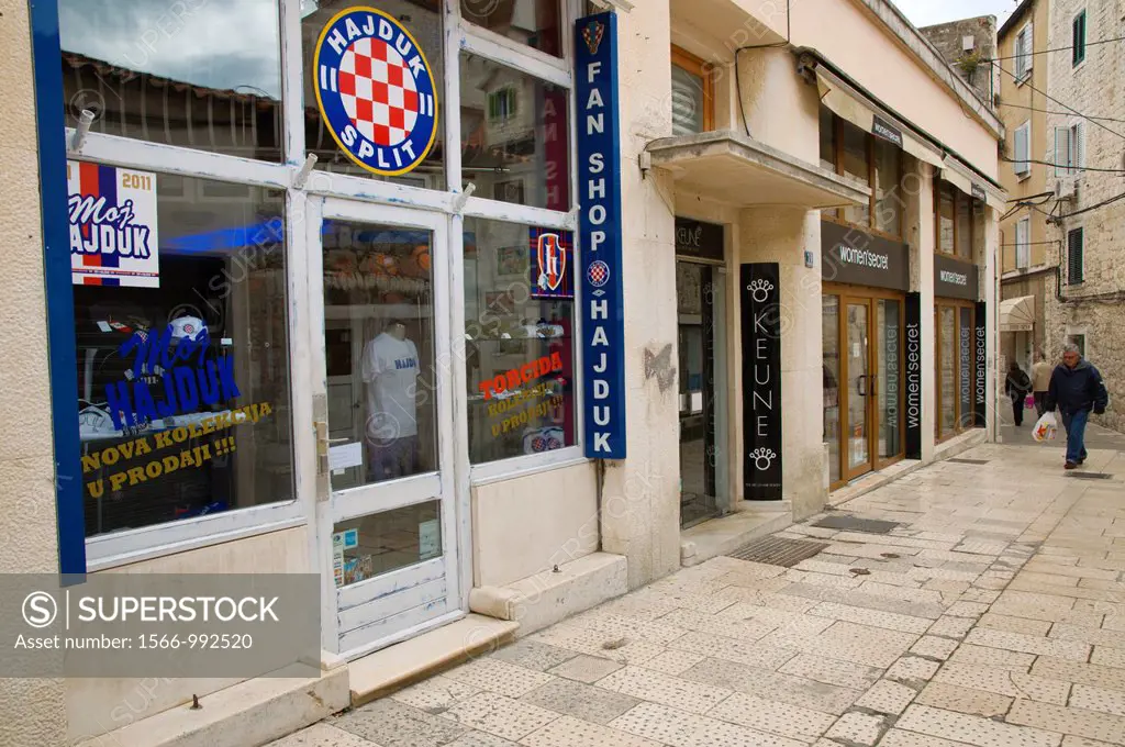 Hajduk Split football club fan shop in Grad the old town Split Dalmatian coast Croatia Europe