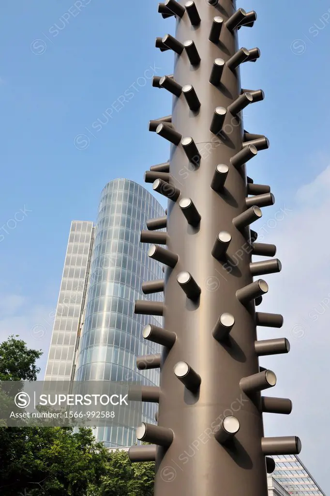 Light Pillar on Graf-Adolf-Platz, Dusseldorf, North Rhine Westphalia, Germany, Europe