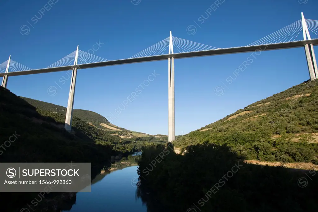 Viaduct De Millau Over River Tarn Massif Central Aveyron France