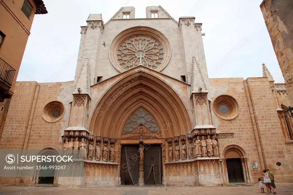 Facade of the Cathedral of Tarragona, Spain, Europe
