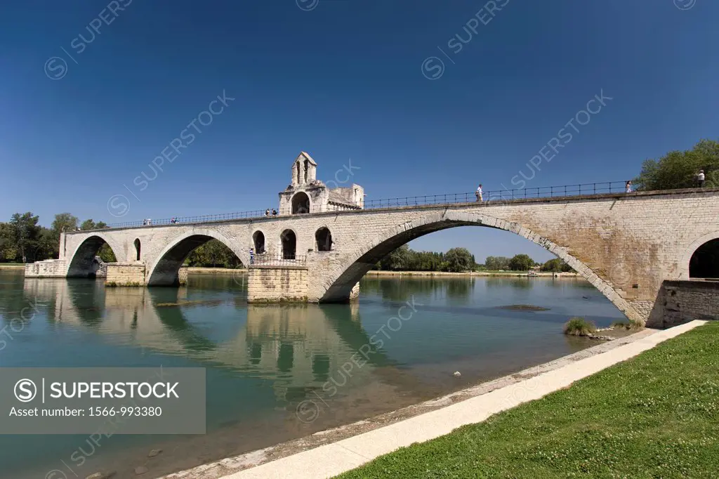 Old Stone Pont Saint Benezet Bridge Rhone River Avignon Vaucluse France