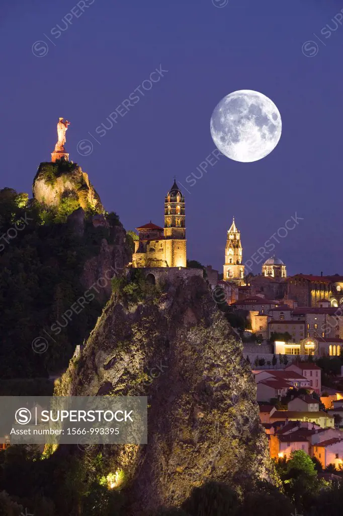St Michel D'aiguilhe With Corneille Rock Le Puy En Velay Haute Loire Auvergne France