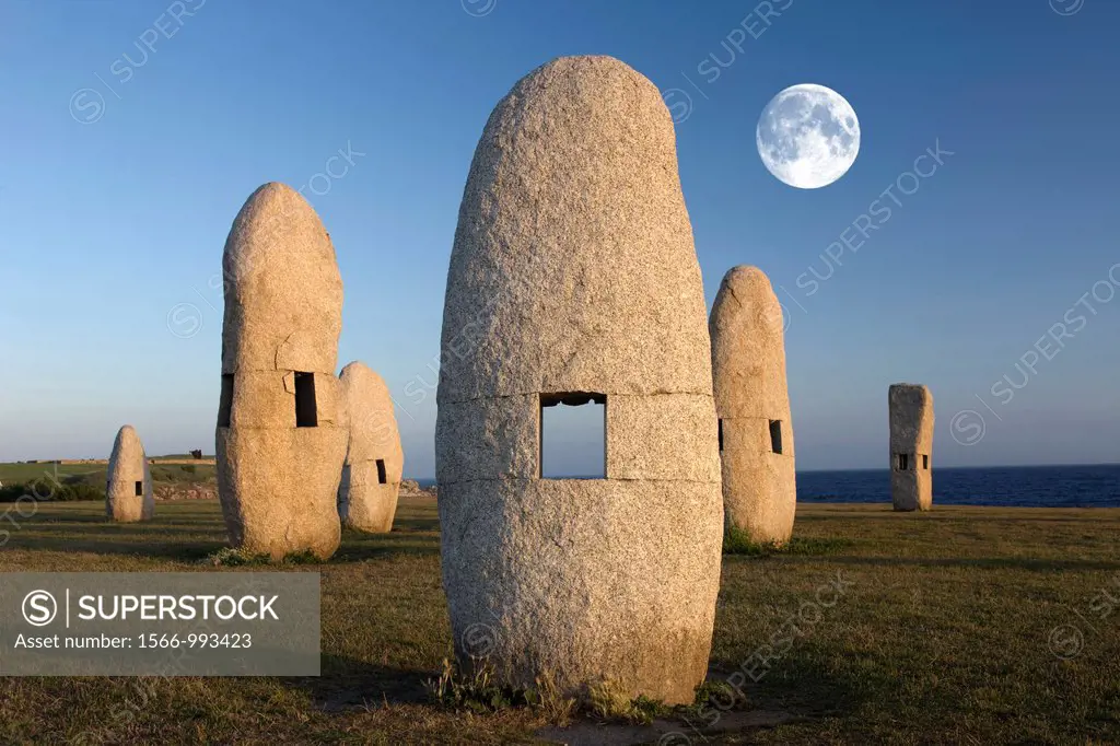 Mehirs Standing Stones Monument Paseo Dos Menhires Sculpture Park La Coruna Galicia Spain