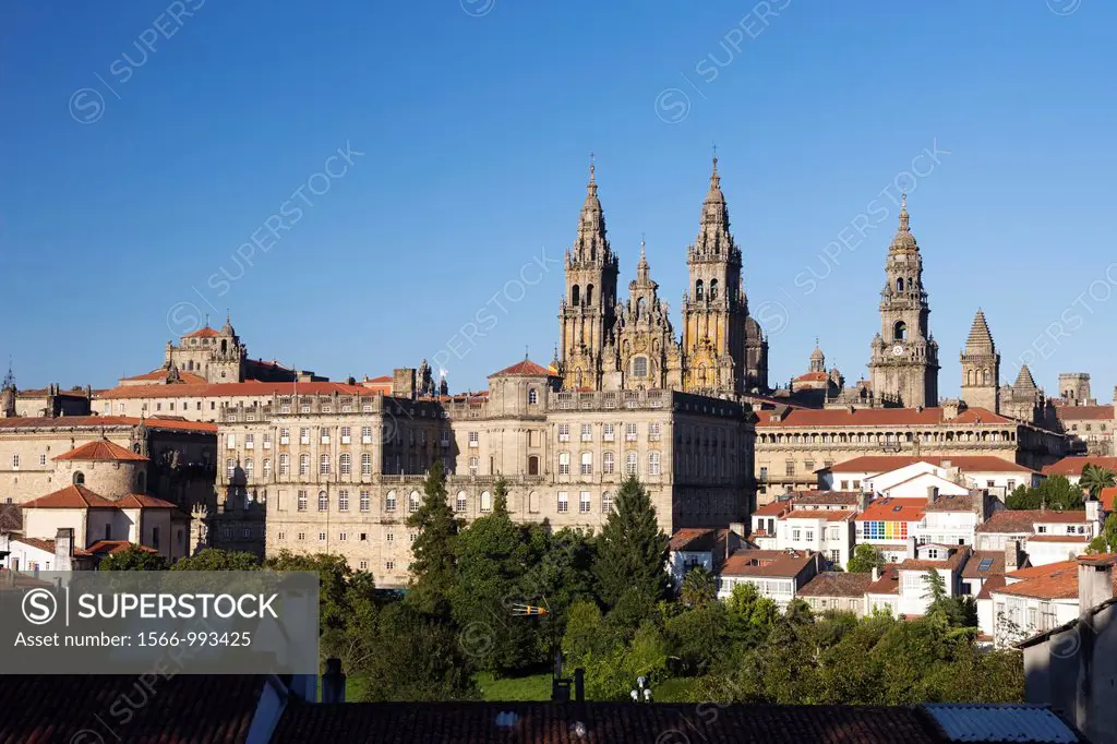 Cathedral Of Saint James Old City Skyline Santiago De Compostela Galicia Spain