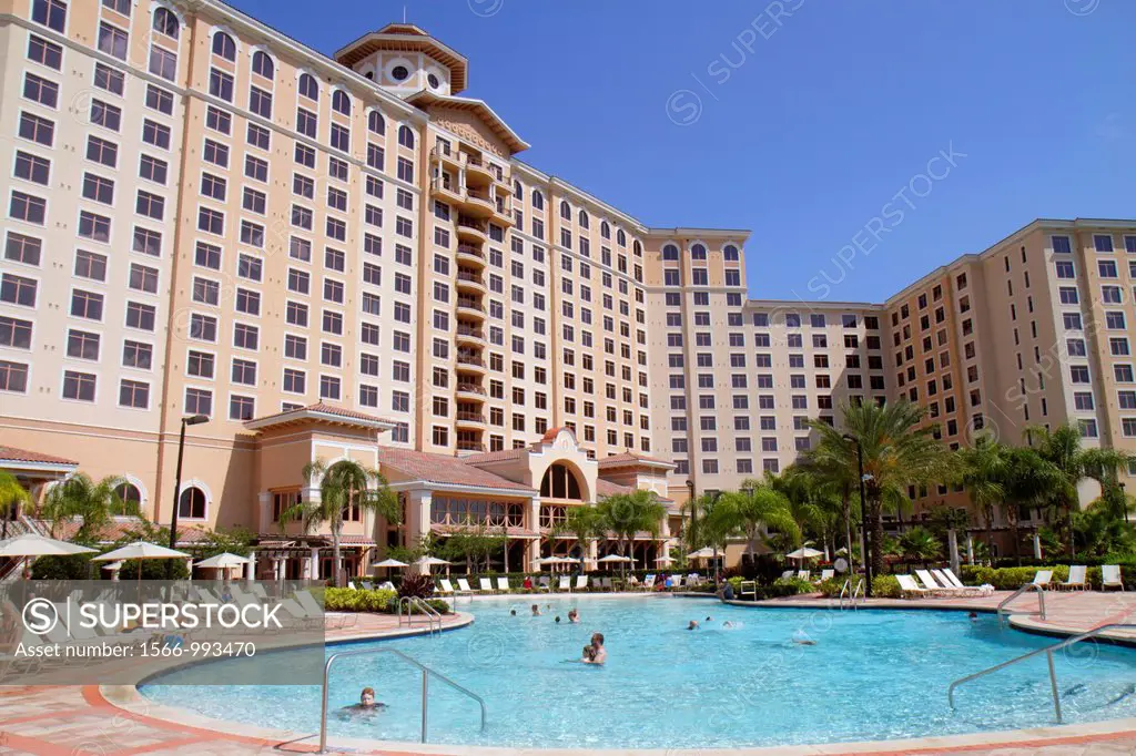 Florida, Orlando, Rosen Shingle Creek Hotel, resort, exterior, property, swimming pool, guests, swimming,