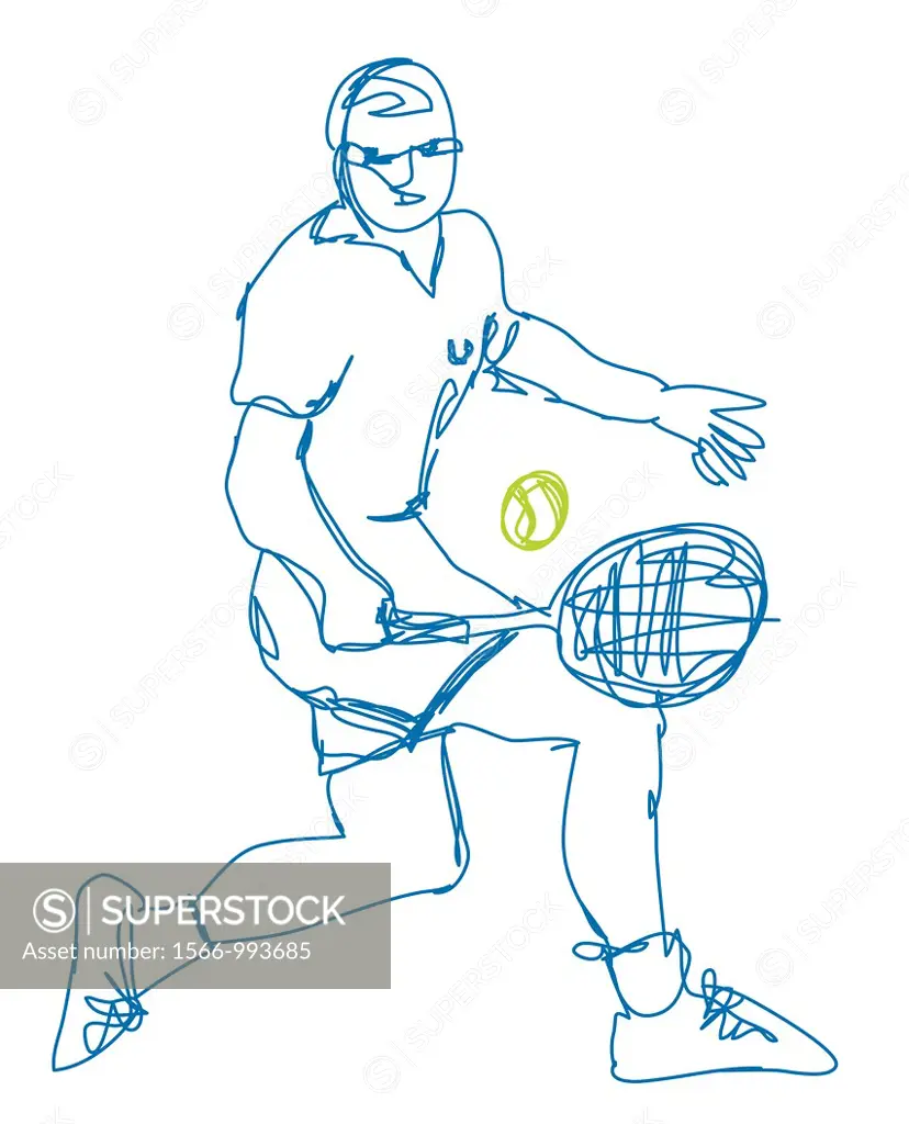 Tennis player using his backhand
