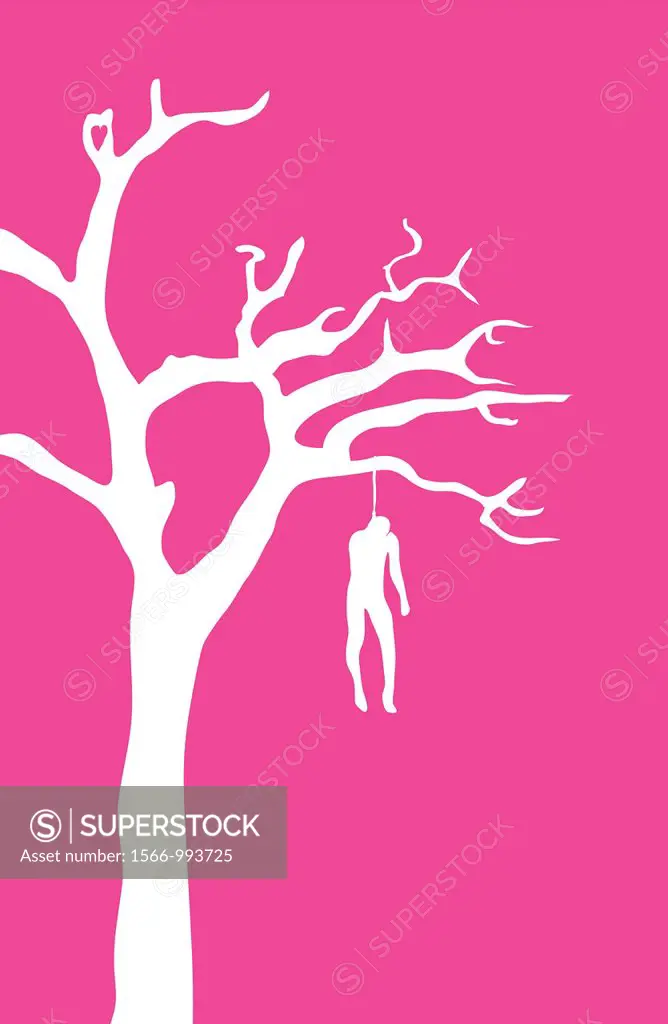 Dead man hanging from a tree