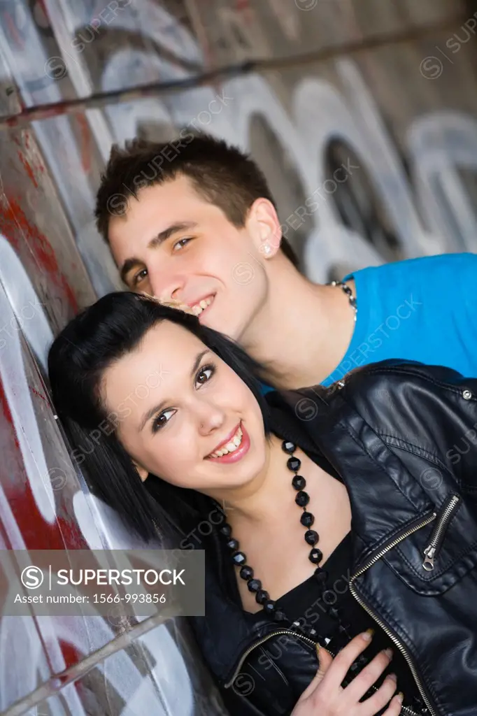 Teen couple happy