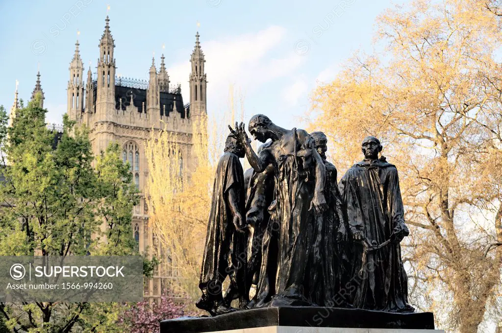 The Burghers of Calais  Statue by Rodin in Victoria Tower Gardens, Westminster, London  Shows episode in the Hundred Years War