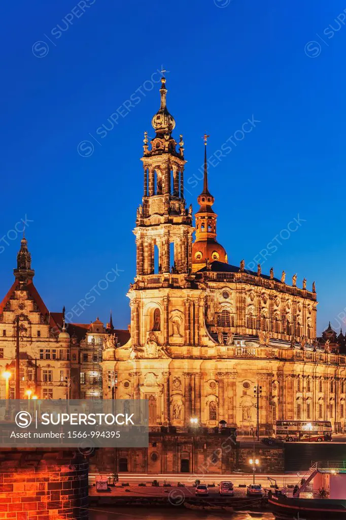 Catholic Court Church was built by architect Gaetano Chiaveri from 1738 to 1751, Dresden, Saxony, Germany, Europe