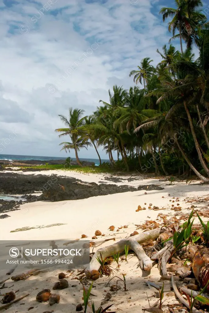 Beach on the island of Sao Tome, one of the islands of the Democratic Republic of Sao Tome and Principe
