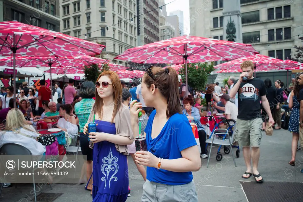 Foodies enjoy the offerings at the Madison Square Eats outdoor market in New York The month-long temporary food fair, in Worth Square by Madison Squar...