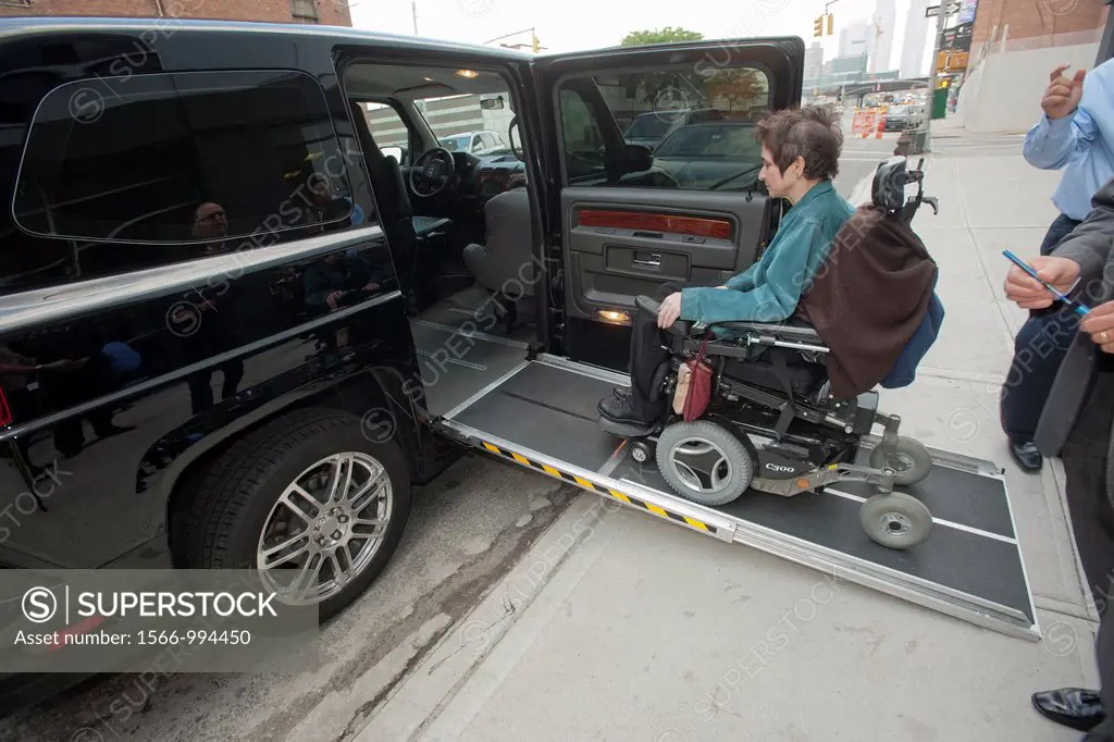 The non-taxi version of the MV-1 handicapped accessible vehicle is seen at a news conference at the Manhattan Motorcars dealership in New York Manufac...