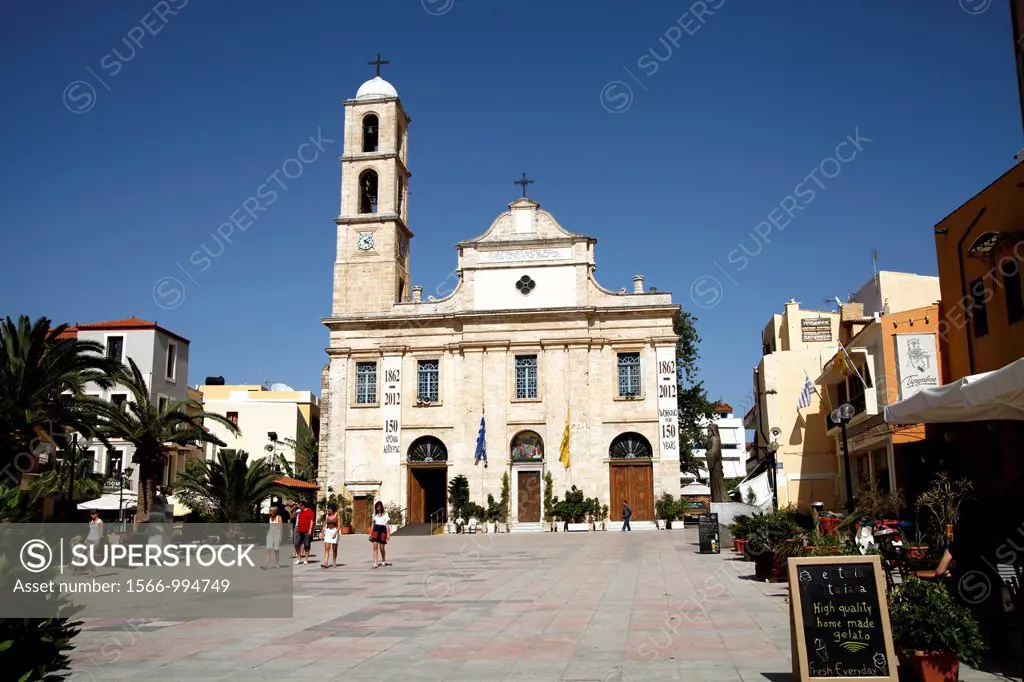 Old Town Square and Greek Orthodox Church, Chania, Crete, Greece