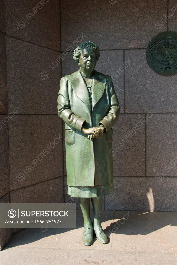 Washington DC, USA, at the Franklin Delano Roosevelt Memorial, a sculpture of Eleanor Roosevelt, wife of the President.