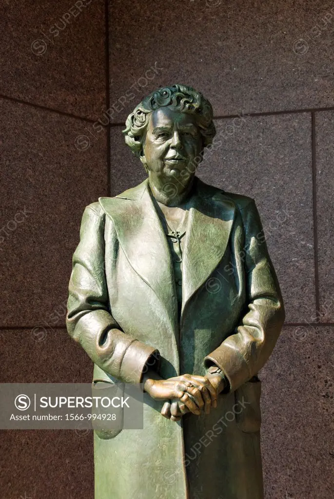 Washington DC, USA, at the Franklin Delano Roosevelt Memorial, a sculpture of Eleanor Roosevelt, wife of the president.