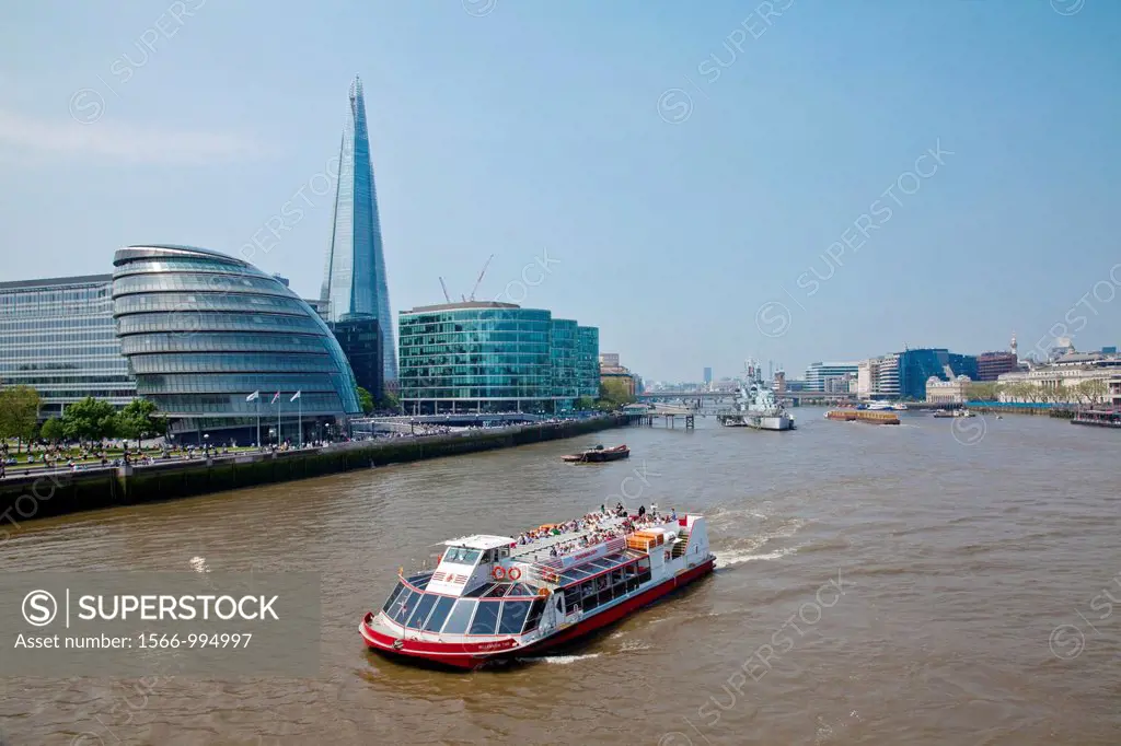 The River Thames and City Skyline, London, England