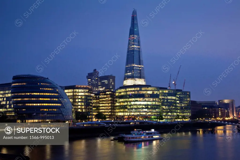 View of The River Thames towards London Bridge, London, England