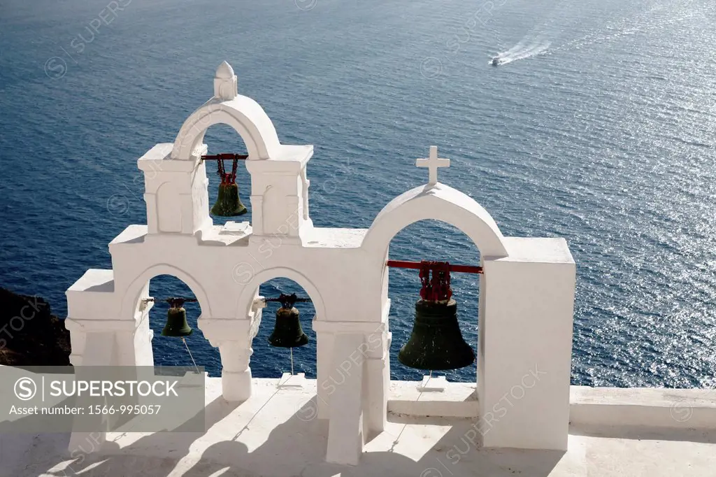 Seaside Bell Tower next to a Greek Orthodox Church, Santorini, Greece Greek Islands