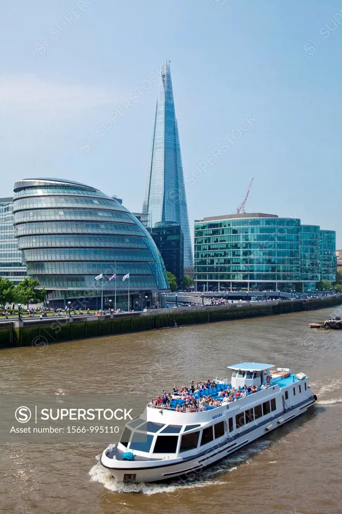 The River Thames and City Skyline, London, England
