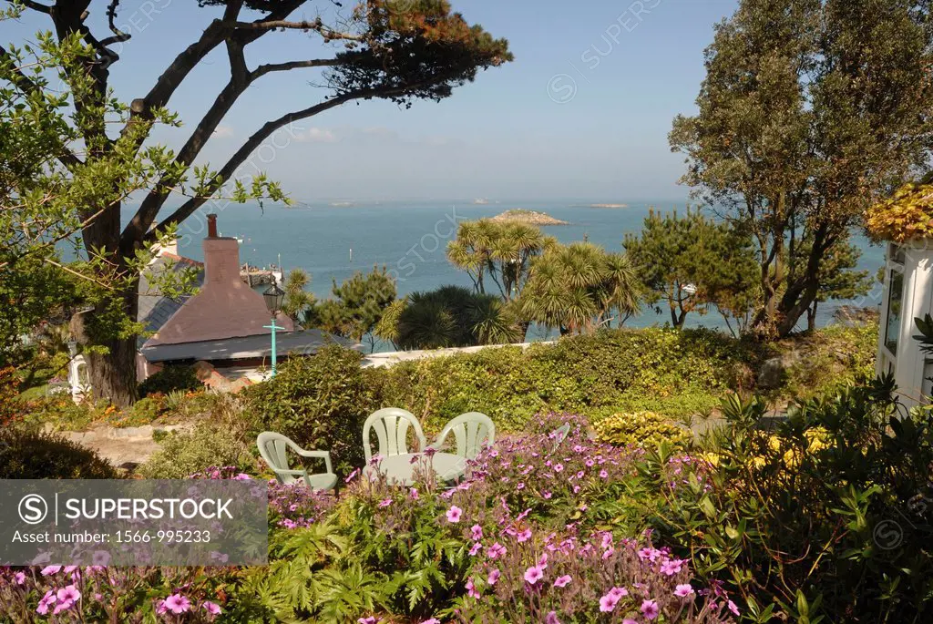 cottage´s garden, Herm island, Bailiwick of Guernsey, British Crown dependency, English Channel, Atlantic Ocean, Europe