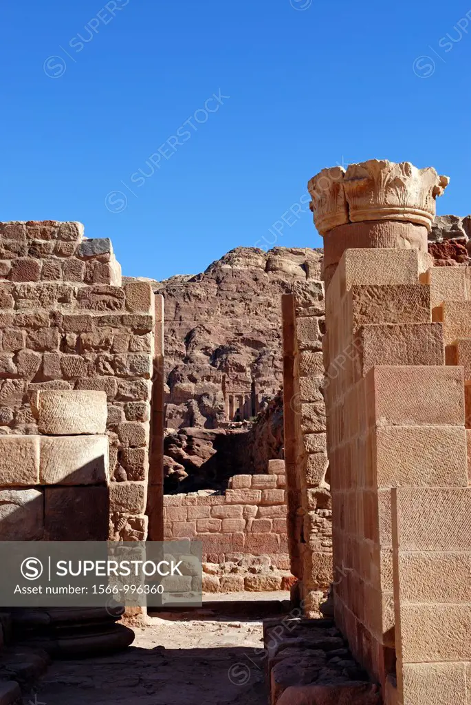 Grand Temple or Temple of Winged Lions in Petra, Jordan, Middle East, Asia
