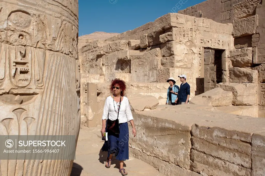 Visitors at Medinet Habu Temple, Luxor, Egypt