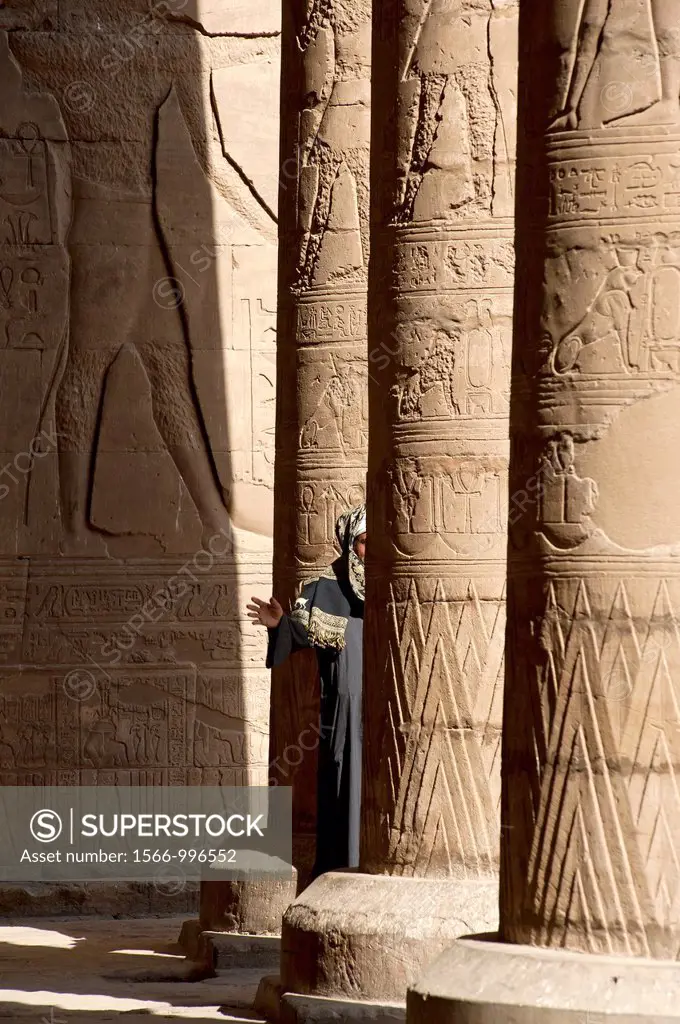 Egyptian man in Horus Temple  Edfu, Egypt