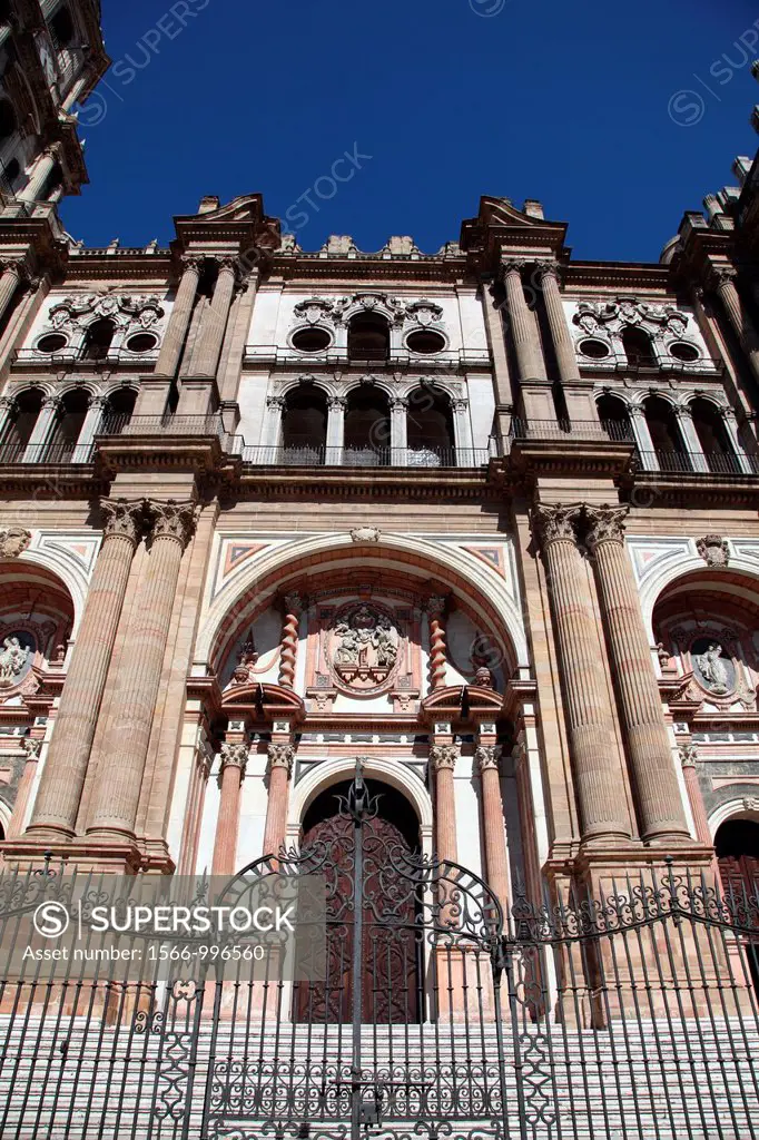 Facade of the Cathedral of Malaga, Spain