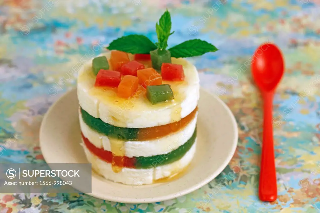 Fresh cheese with jelly fruit