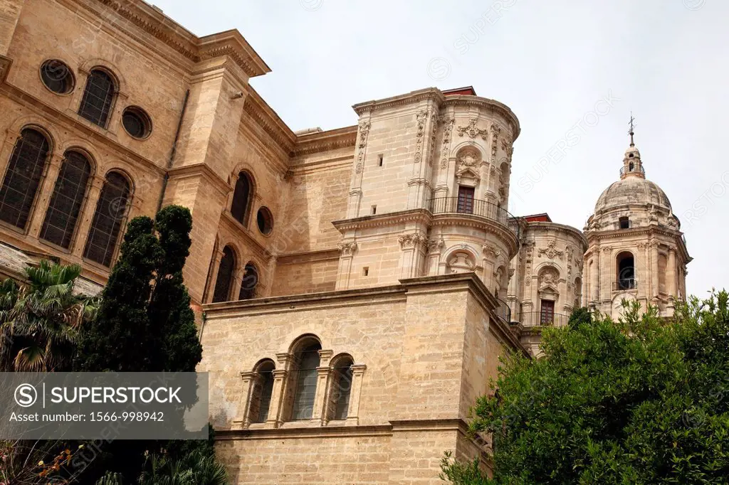 Side of the Cathedral of Malaga, Malaga, Andalucia, Spain