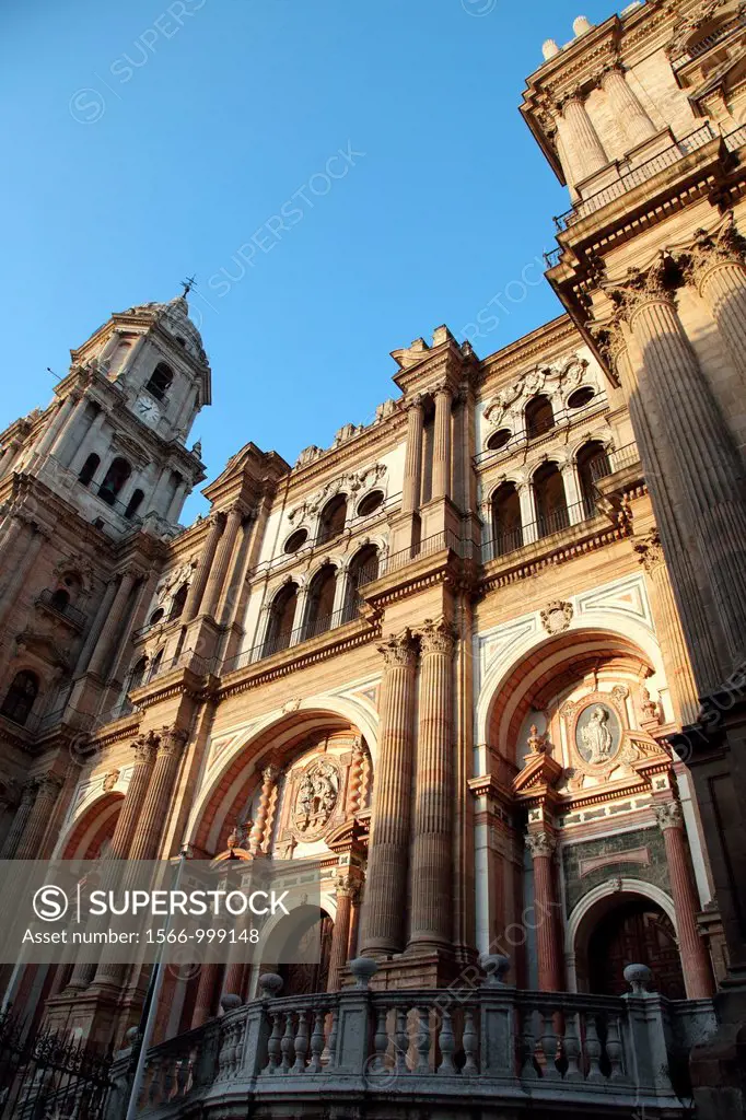 Facade of the Cathedral of Malaga, Andalucia, Spain
