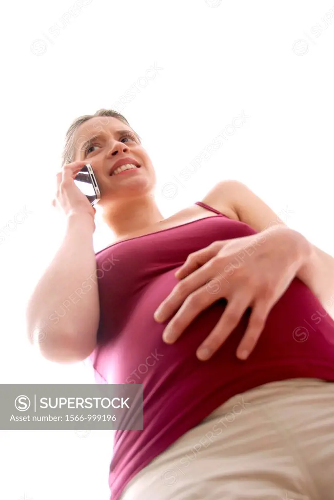 Pregnant woman at full term having contraction