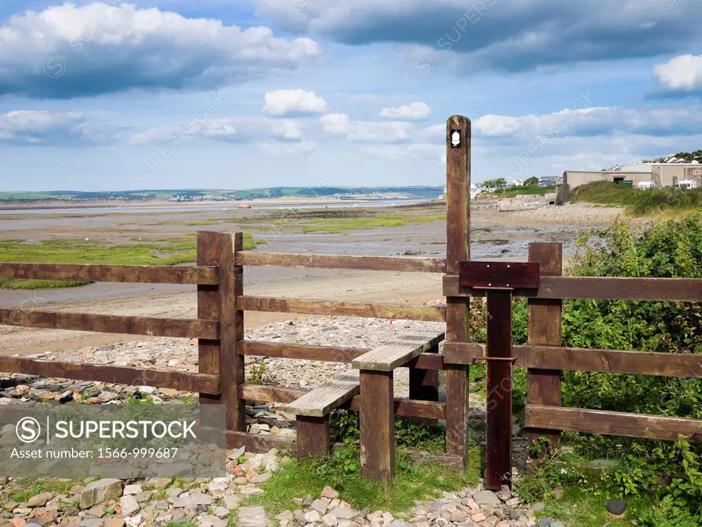 Stile along the South West Coast Path by the Taw and Torridge Estuary at Appledore, Devon, England, United Kingdom