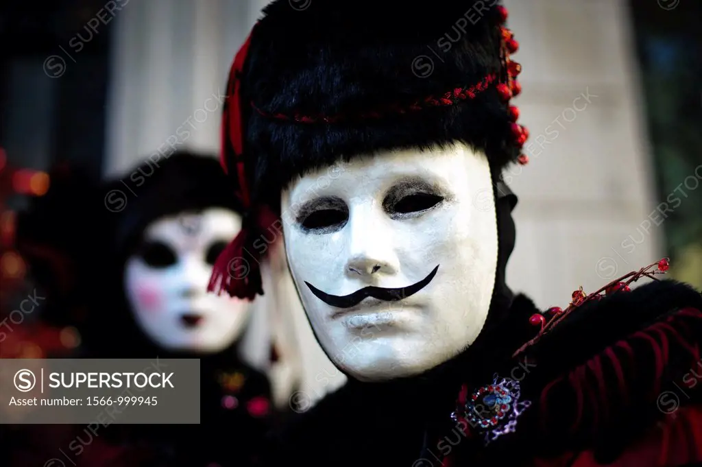 People wearing masks at the Carnival of Venice, Italy