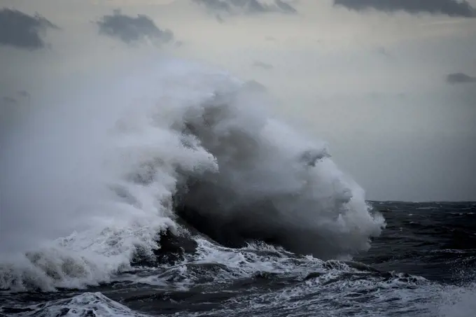Wild seas as Storm Desmond batters the coast of Porthcawl in South Wales.