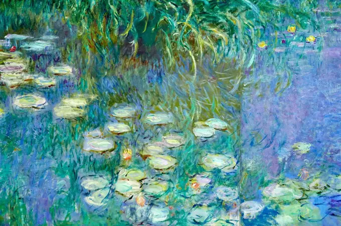 Water-lilies Nympheas series painted by Claude Monet, Musee de L´Orangerie Museum, Tuileries, Paris, France